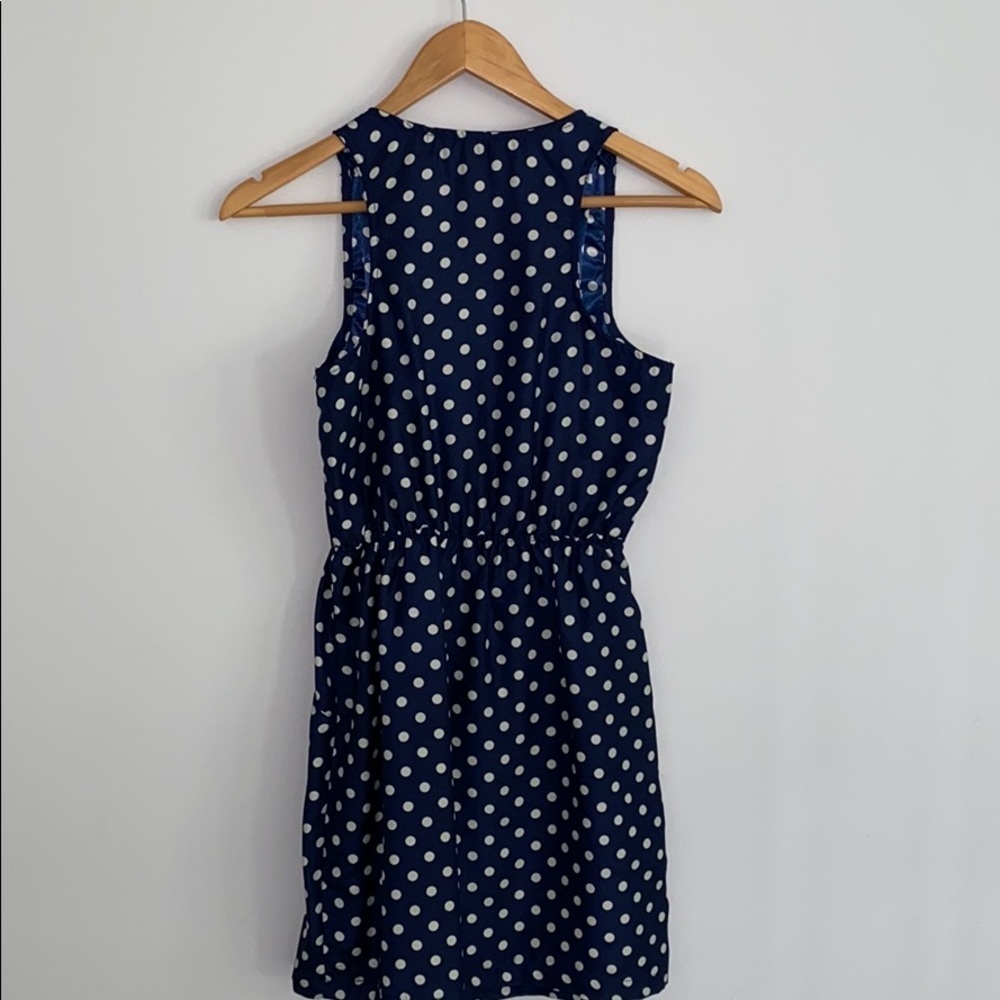 Aqua Navy Sleeveless Polka Dot Dress w/Zipper - Picture 5 of 5